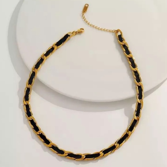 Leather necklace choker necklace black necklace - Picture 4 of 4